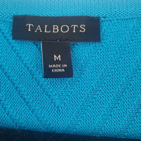 Talbots, Size M, Turquoise Rayon/Nylon short sleeve, midi lightweight knit dress - Picture 3 of 7